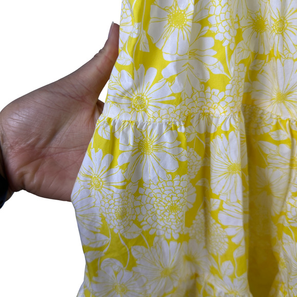 Lisa Marie Fernandez x Target Medium Floral Yellow White Tiered Dress w/ Pockets - Picture 11 of 11